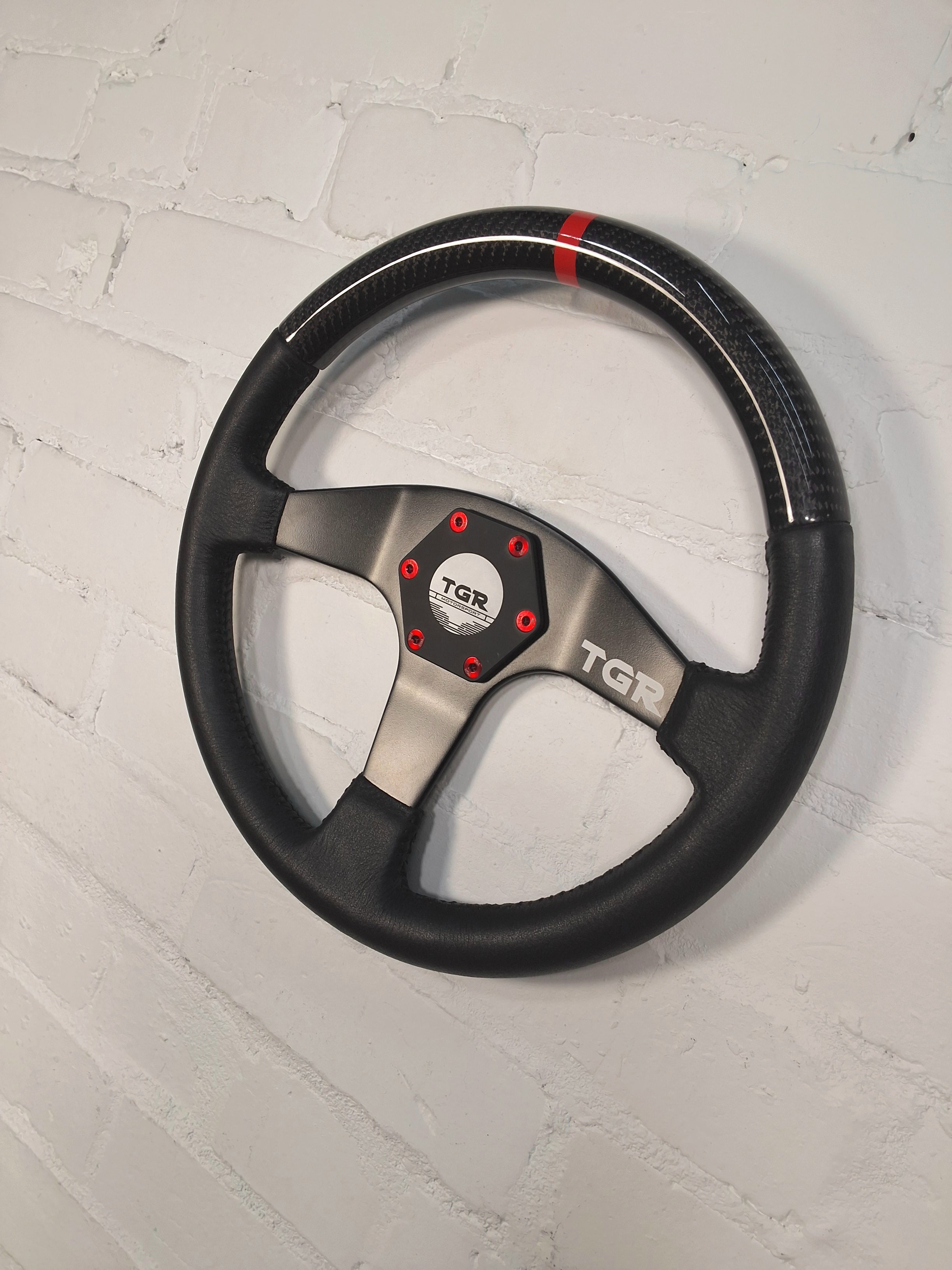Half Carbon Fibre Flat Spoke Steering Wheel