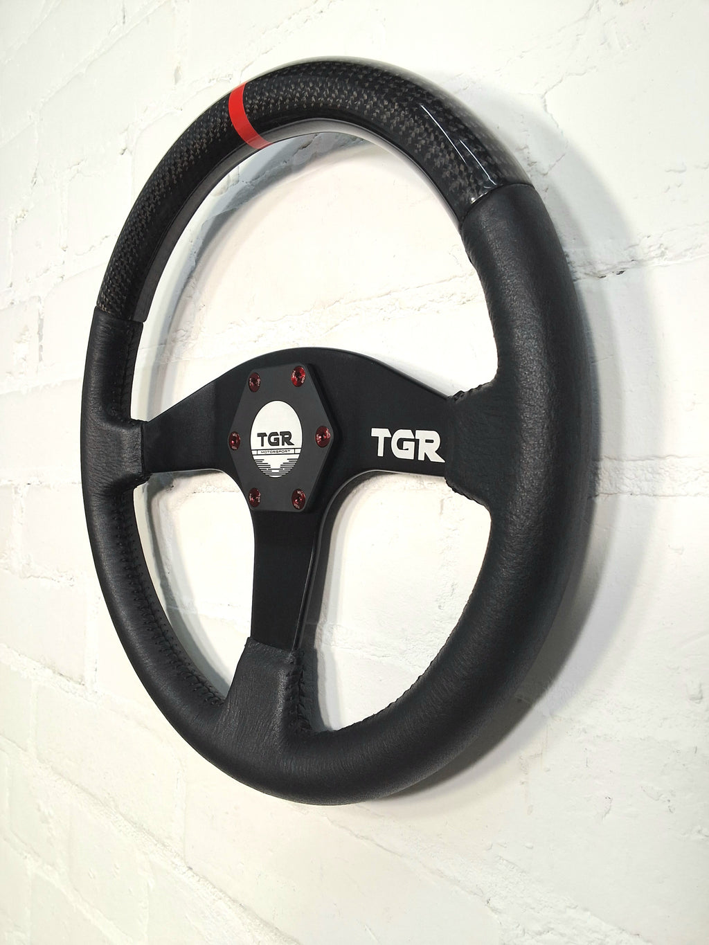 Half Carbon Fibre Flat Spoke Steering Wheel