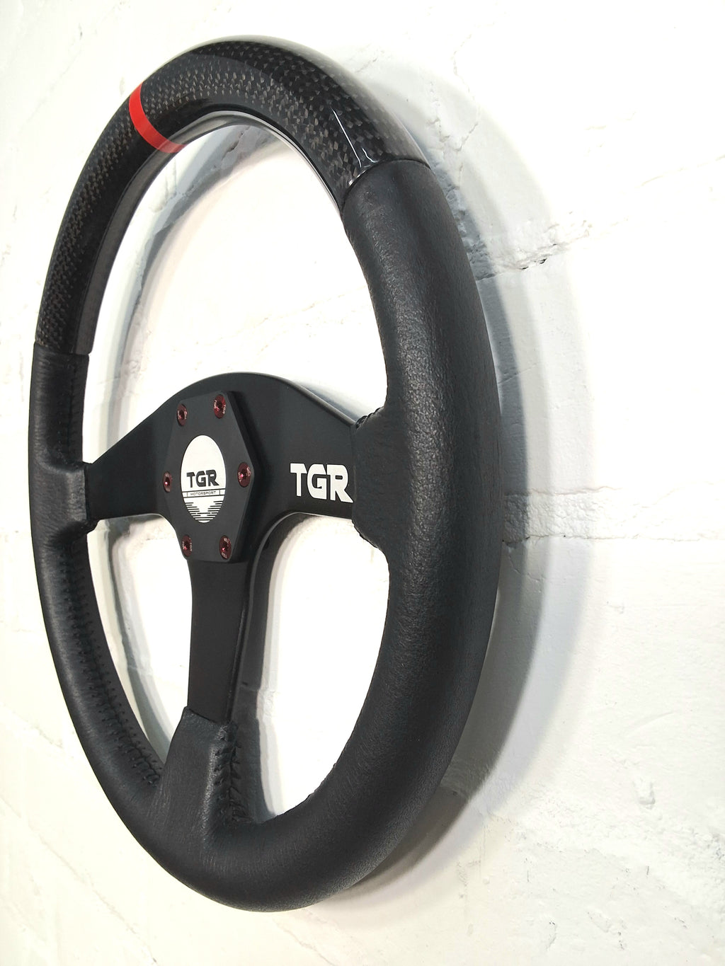 Half Carbon Fibre Flat Spoke Steering Wheel