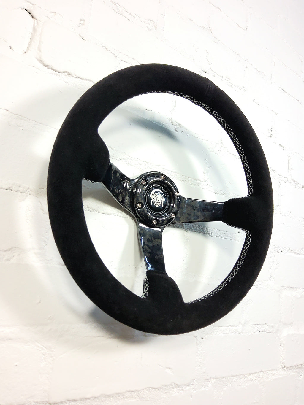 Forged Carbon Fibre and Suede 350mm Steering Wheel