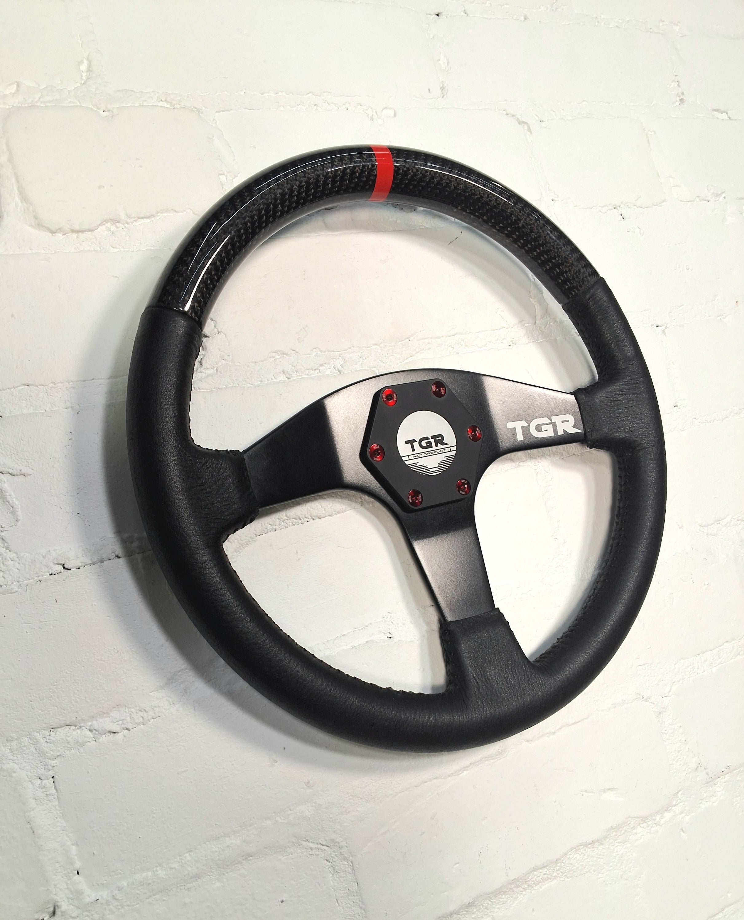 Half Carbon Fibre Flat Spoke Steering Wheel