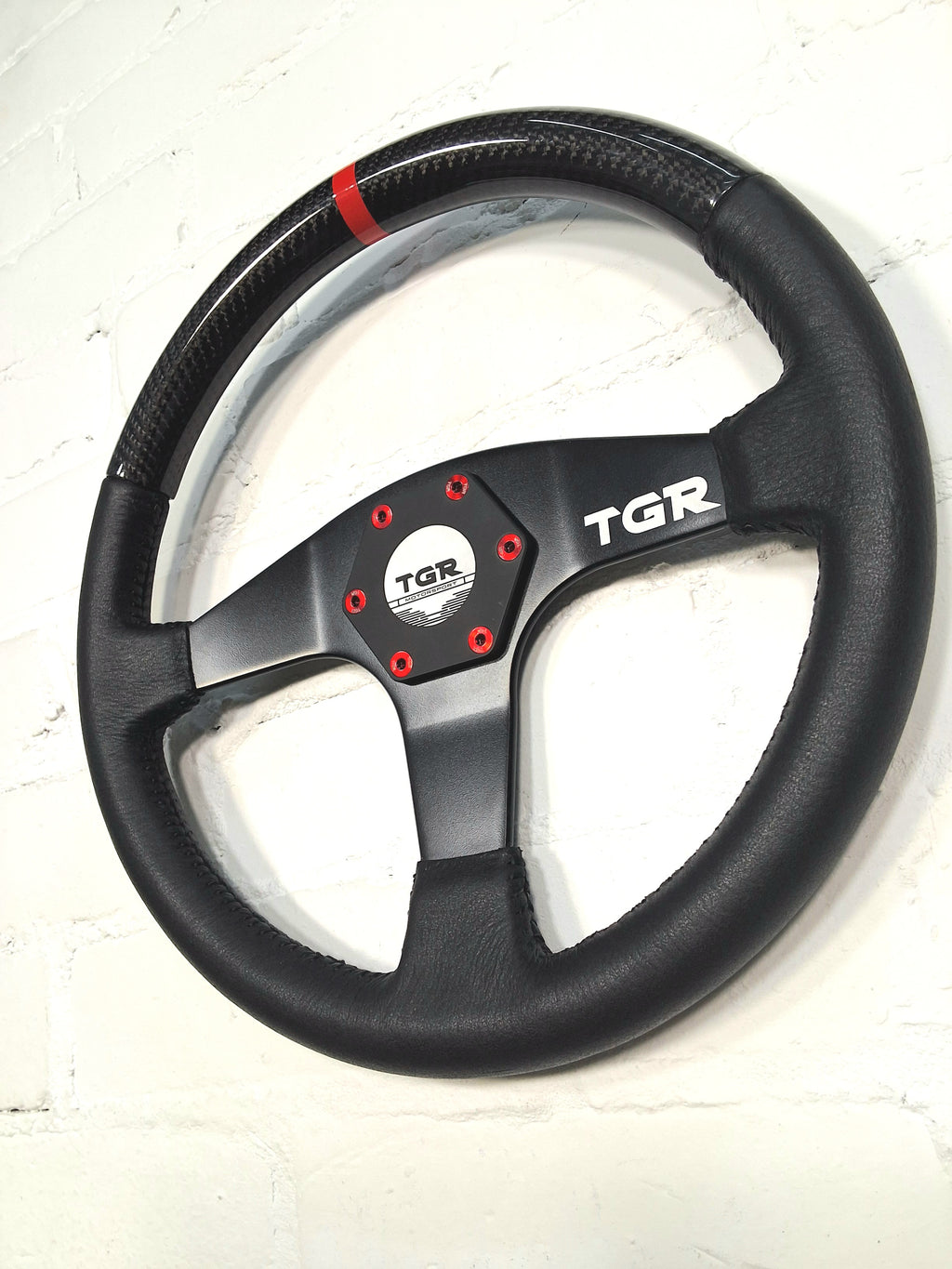 Half Carbon Fibre Flat Spoke Steering Wheel