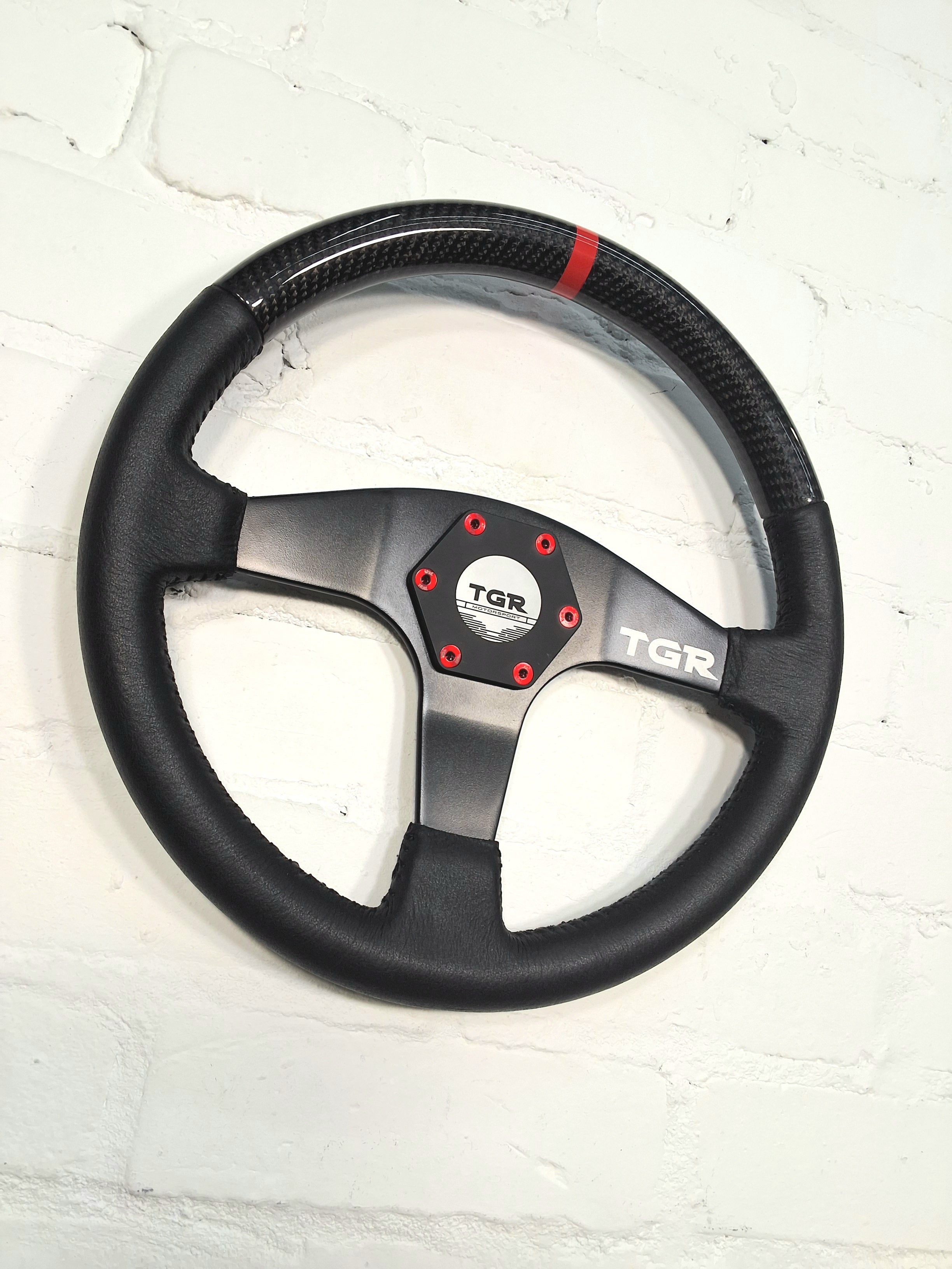 Half Carbon Fibre Flat Spoke Steering Wheel