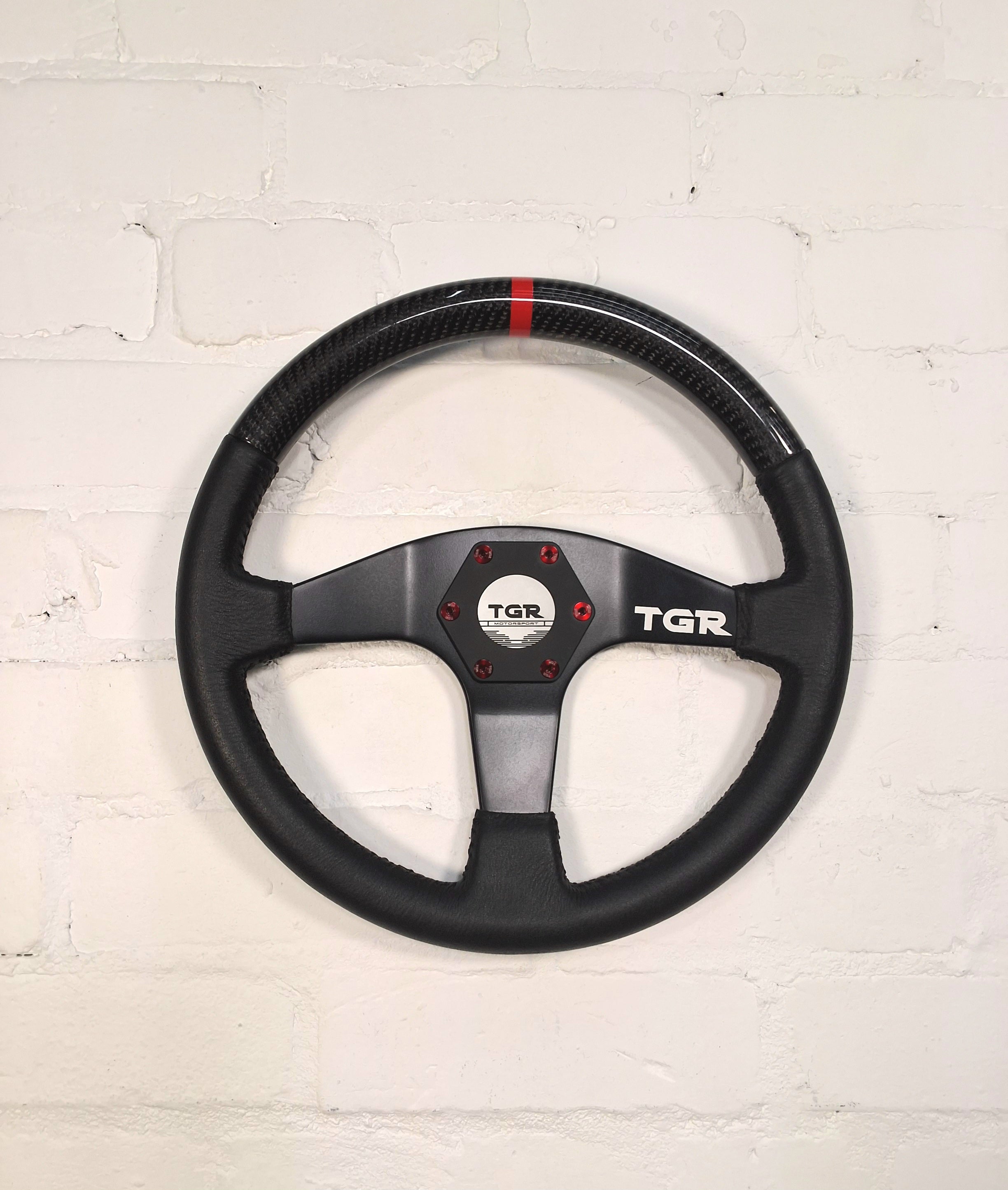 Half Carbon Fibre Flat Spoke Steering Wheel