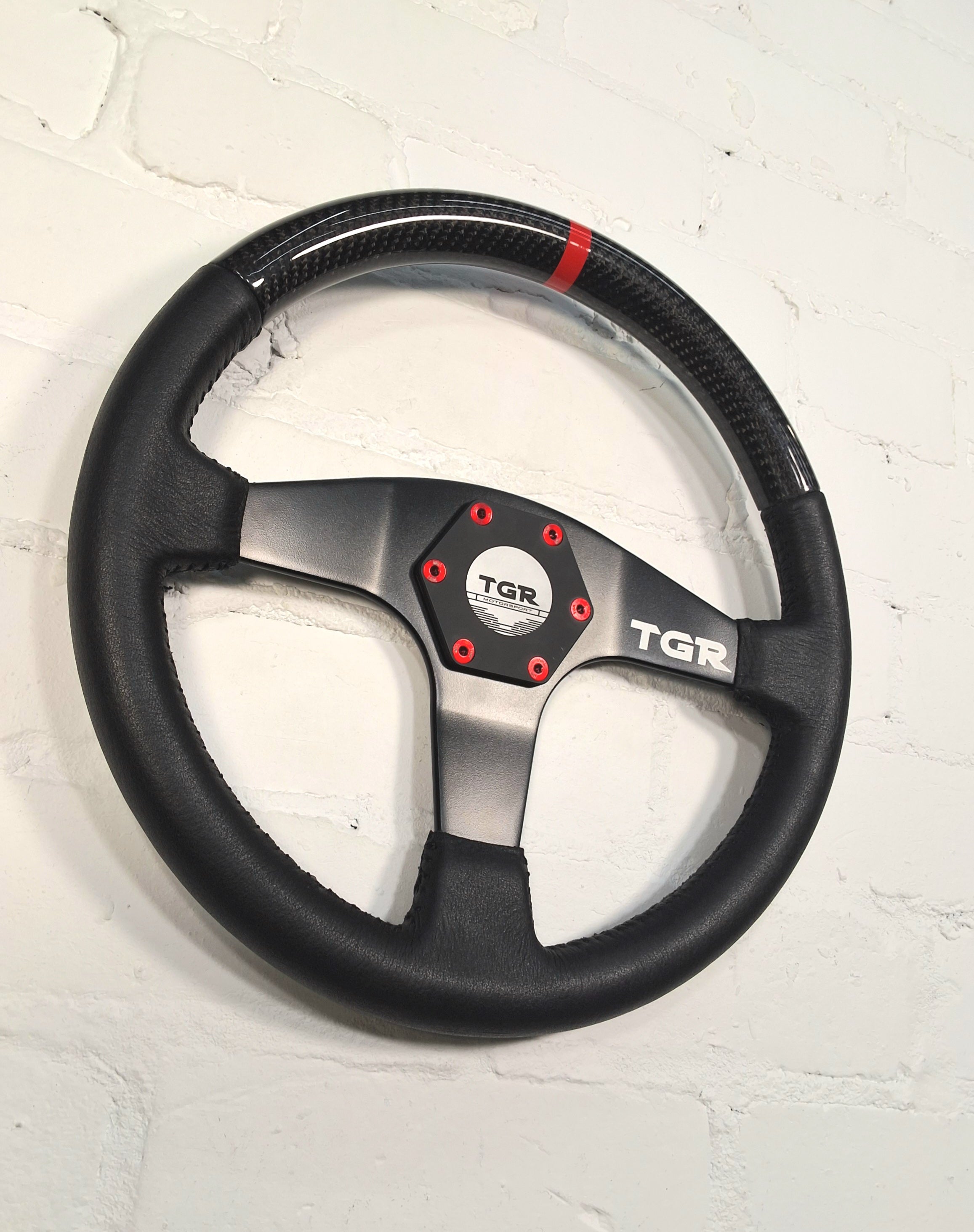 Half Carbon Fibre Flat Spoke Steering Wheel